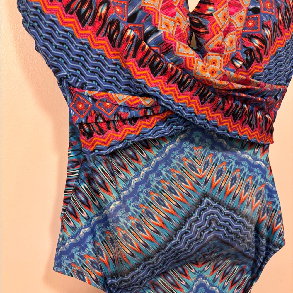 Miraclesuit Blue and Teal Patterned One-Piece Swimsuit - Picture 2 of 8